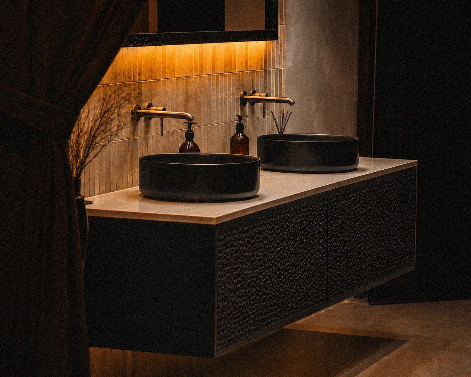 Carved washstand with marble top at The Ark