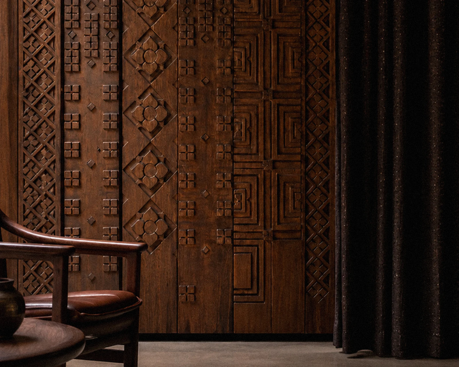 Carved geometric door panels